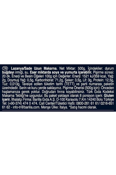 Barilla Lasagne Makarna 500 Gr - 3