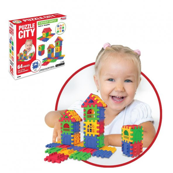 64 Parça Geçmeli Lego Puzzle City Puzle - 6