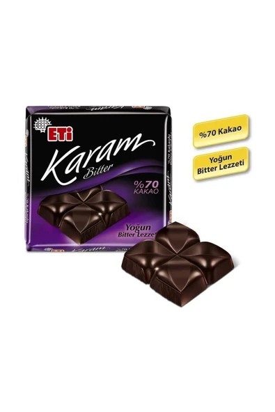 Eti Karam %70 Kakaolu Bitter Çikolata 70 g x 6 Adet - 3