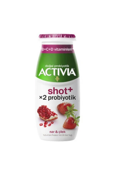 Activia Shot Nar Ve Çilek 80 ml ( Çilekli 4 * 10 gram Hediye )