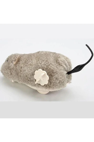Zeki Karga Kurmalı Tüylü Fare Kedi Eğitim Oyuncağı Hareketli Peluş Oyuncak - 3