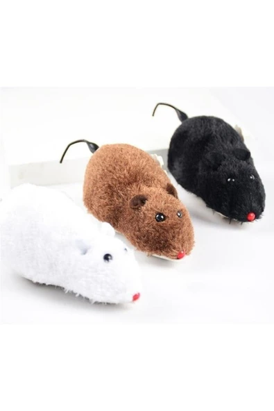 Zeki Karga Kurmalı Tüylü Fare Kedi Eğitim Oyuncağı Hareketli Peluş Oyuncak - 7