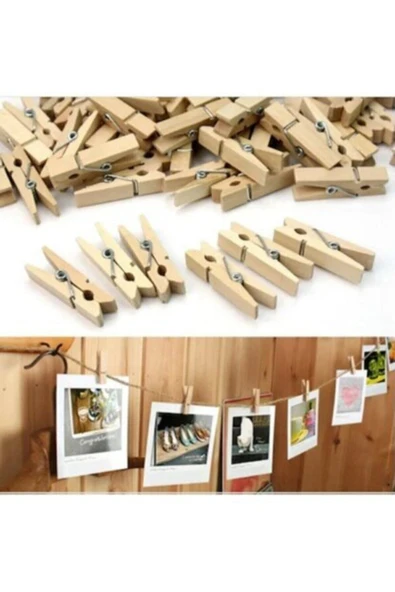 MEKAFİX Renkli Mini 50 Adet Fotoğraf Mandalı Ve Naturel Mini 50 Adet Fotoğraf Mandalı - Resim 2