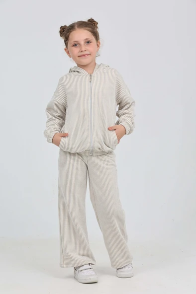 Toontoy Kız Çocuk Çizgili Eşofman Takım - 11