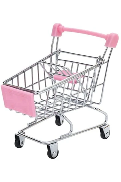 Masaüstü Kırtasiye Minyatür Market Alışveriş Arabası 12 Cm - 4
