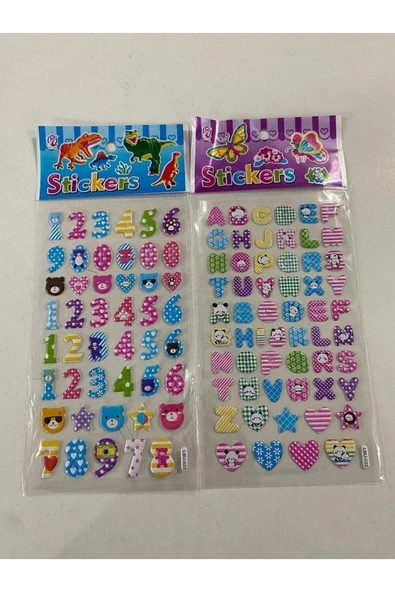 BONBON Harf Ve Rakam Renkli Kabartmalı Lüks Stickler