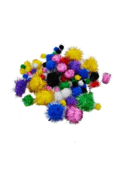 Puti Ponpon Metalik Karışık Renk 00268 - Resim 2