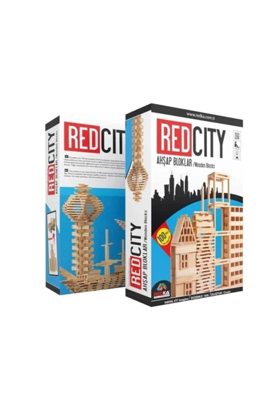 Redka Red City Ahşap Blok Eğitici Ve Hayal Gücünü Geliştirici Doğal Oyuncak Kutu Oyunu Akıl Oyunu - 1
