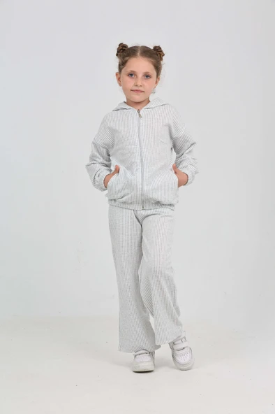 Toontoy Kız Çocuk Çizgili Eşofman Takım - 3