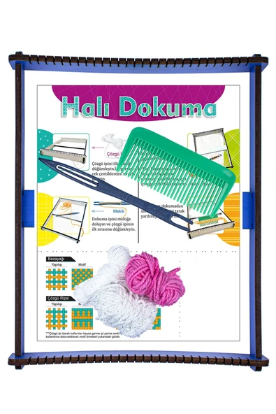 Gökkuşağı Dokuma Tezgahı Ve Seti – Ahşap Halı Dokuma Projesi Lxshp 155529 - 2