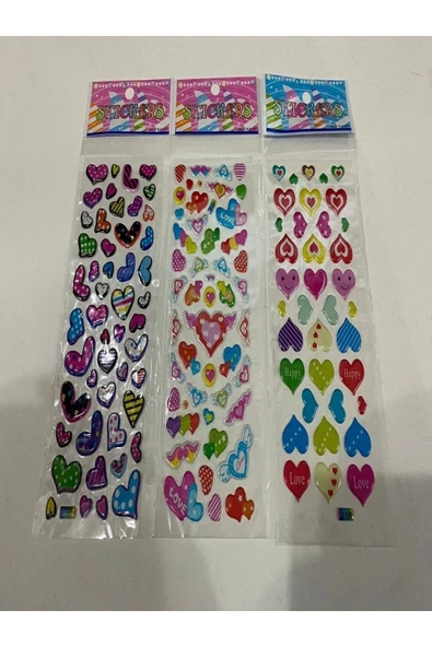BONBON 3 Sayfa Kalp Kabartmalı Lüks Sticker