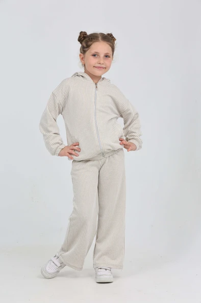 Toontoy Kız Çocuk Çizgili Eşofman Takım - 9