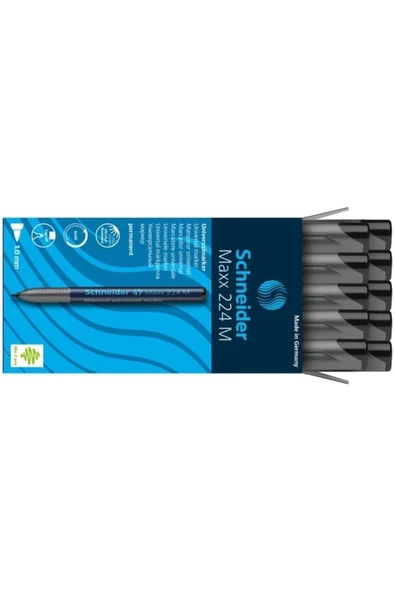 SCHNIDER Schneider Maxx 224 M Siyah Permanent Kalem 10 Lu Kutu - 1
