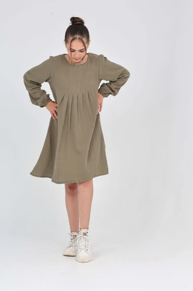 Toontoy Kız Çocuk Pile Detaylı Elbise ürün görseli 1