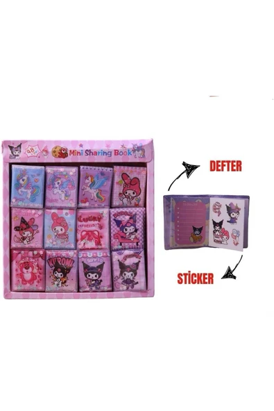 LRS STORE Sanrio Kawaii 3 Adet Mini Sulu Sticker Defteri 300+ Stickerlı Kuromi Melodi Defter - 6