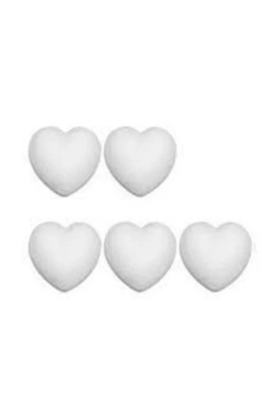 Vagon Boyanabilir Kalp  Köpük Strafor 8cm  5 Adet - Resim 2