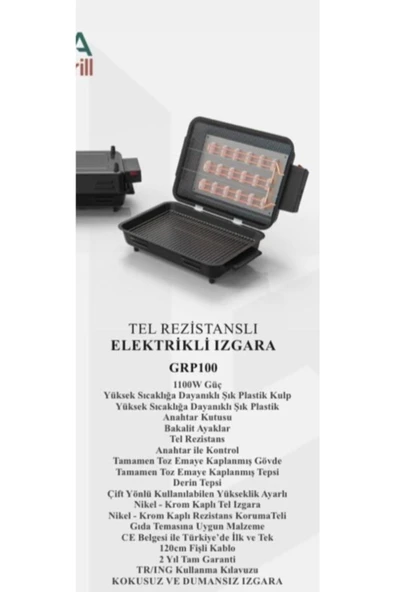 Regron Tel Residanslı Elektirikli Telli Avrasya Mangal & Barbekü Dumansız Izgara - 4