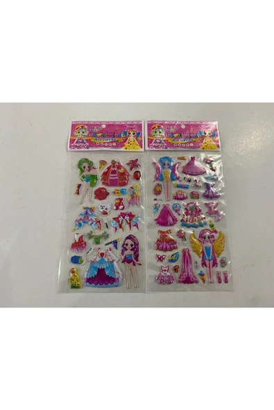 BONBON Giydirmeli 2'li Yeşil Saçlı Bebek Kabartmalı Sticker