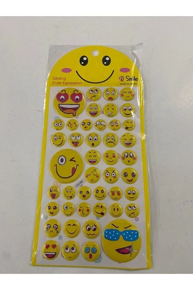 BONBON Gülen Yüz Emoji Beş Kabartmalı Lüks Sticker