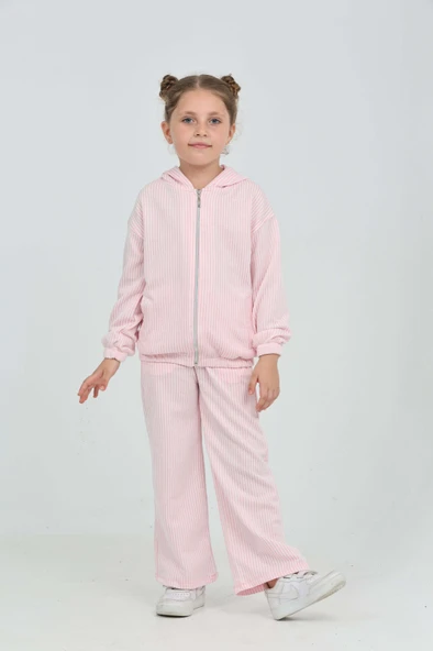 Toontoy Kız Çocuk Çizgili Eşofman Takım - 7