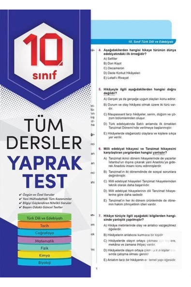 Timaş Yayınları 10. Sınıf Tüm Dersler Yaprak Test ürün görseli 1