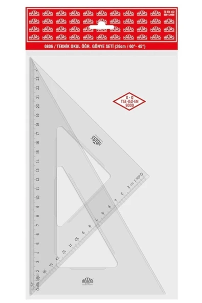HATAS Teknik Okul Gönye Seti 26 cm 60' - 45' Derece ürün görseli 1