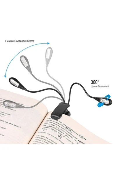 MEKAFİX Booklight Kıskaçlı Kitap Okuma Ders Çalışma Led Mandalli Pilli - 7