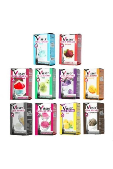 Hobialem Visser, Toz Gıda Boyası, 10 Renk, Pasta Boyası, 9 Gr Hamur Boyası ürün görseli 1