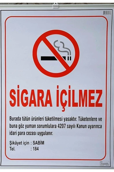 Kocaoluk Sigara Içilmez Uyarı Ikaz Levhası 35x50 Askılı - 1