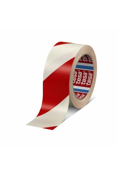 Tesa Yer İşaretleme ve İkaz Bandı, 33m x 50mm, Kırmızı-Beyaz - 3