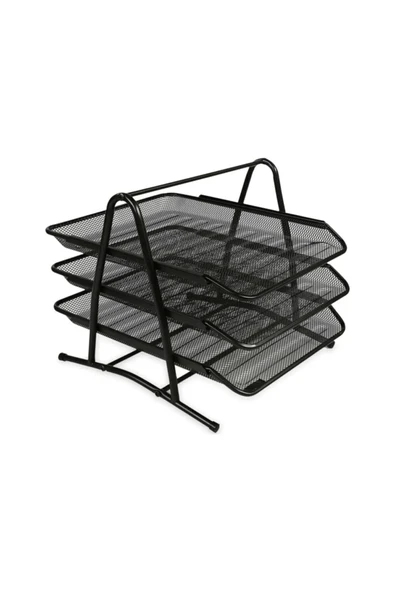 Globox Metal Perfore 3'lü Evrak Rafı Renk - Siyah Fx