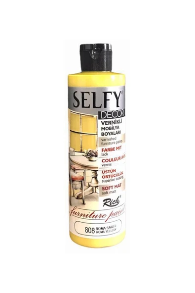 Rich Selfy Decor Vernikli Boya 240cc - Roma Sarısı 808 ürün görseli 1