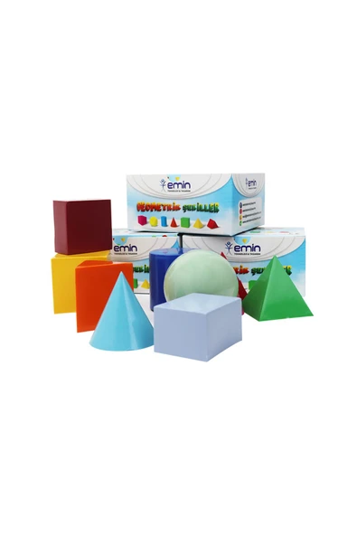 Emin İş Eğitimi 12 Parça Plastik Üç Boyutlu Geometrik Şekiller Seti ürün görseli 1