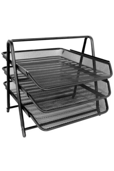Cassa Evrak Rafı Metal Perforeli 3 Lü Siyah 8933 Fx - 1