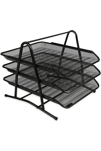 Gingko 3 KATLI METAL TEL EVRAK RAFI SİYAH ürün görseli 1