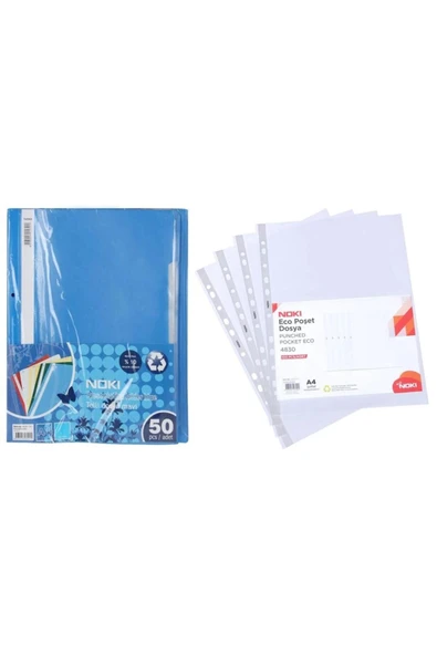 Noki Eco Telli Dosya Mavi 50 Li + Eco Poşet Dosya 100 Lü - 1
