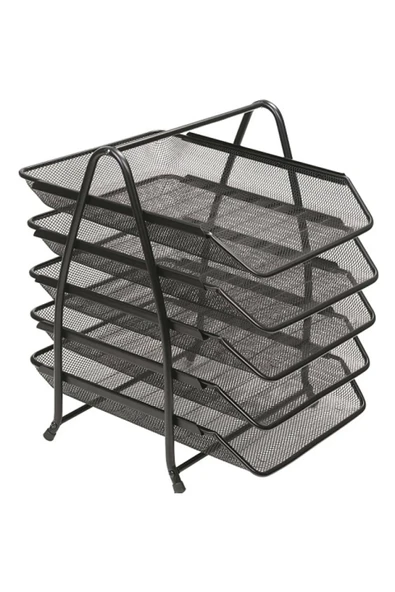 KRAF Perfore Evrak Rafı Metal 5 Katlı 420g Siyah - 1