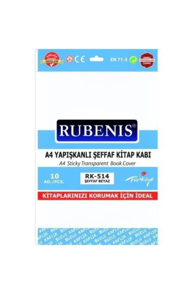 Rubenis A4 Yapışkanlı Şeffaf Kitap/defter Kabı 10 Adet Kampanyalı ürün görseli 1