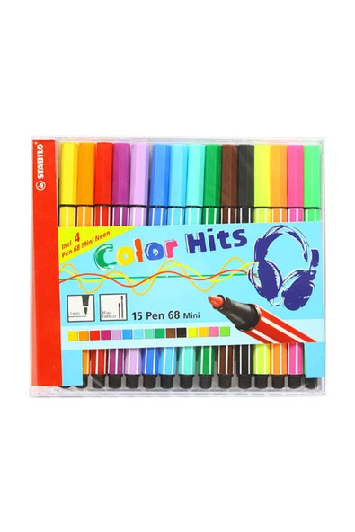 Stabilo Pen 68 Keçe Uçlu Kalem 15 Renk Mini Cd Asmalı 668 15 021 ürün görseli 1