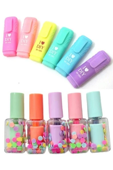 Stabilo Ege Fotokopi Ve Kırtasiye - Oje Fosforlu Ve Mini Kalemler Fosforlu Kalem Kırtasiye Fosforlu Seti ürün görseli