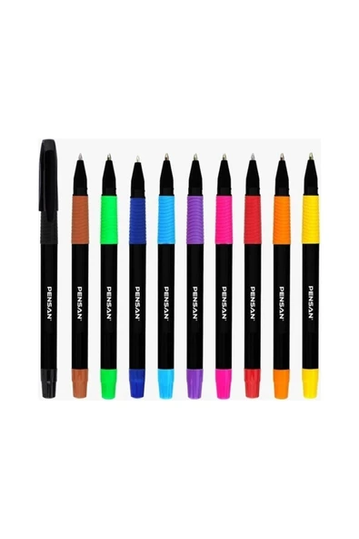 KRAF 6'lı Pastel Fosforlu Kalem + Pensan 10 Renk Tükenmez Kalem Seti - 2