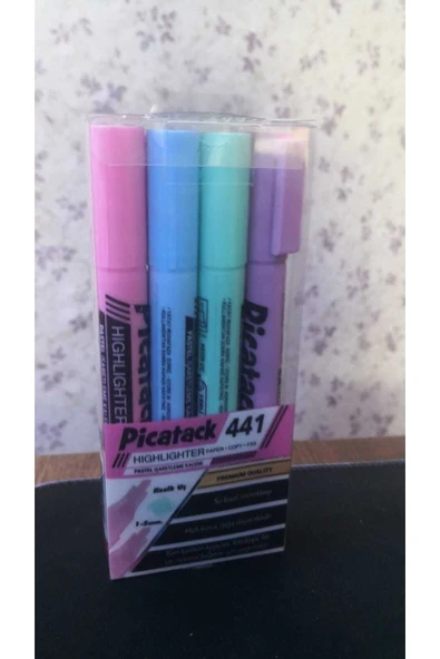picatack Fosforlu Kalem 4 Lü Pastel Set ürün görseli 1