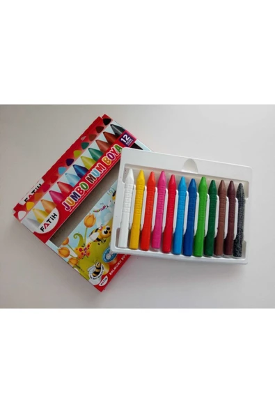 Fatih 12 Renk Jumbo Üçgen Mum Boya - Resim 2