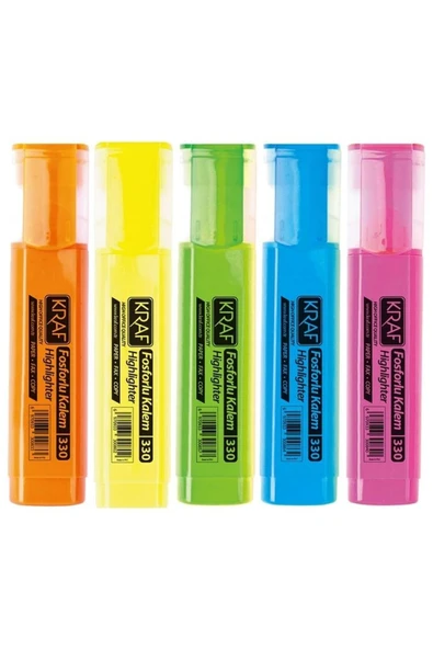 KRAF 330 NEON RENKLER 6'lı FOSFORLU KALEM ürün görseli 1