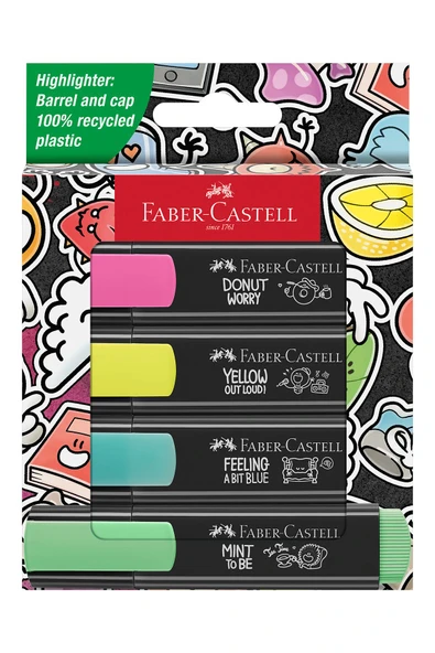 Faber Castell Fosforlu Kalem Seti 4'lü, Graffiti, 3 Farklı Çizgi Kalınlığı, Dayanıklı Mürekkep ürün görseli 1