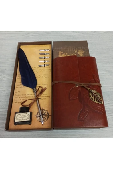 1001Hediye Divit Hokka Seti Tüylü Kalem Seti Ve Özel Tasarım Defter Seti ürün görseli