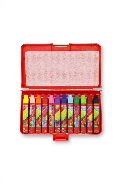 Faber Castell Altıgen Pastel Boya, 12 Renk, Plastik Kutu, Yumuşak ve Canlı Renkler, Rahat Kullanım,Etkili Uygulama - 2