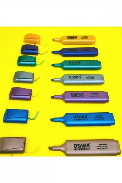 Osaka 7 Renk Karışık Set Metalik Fosforlu Kalem - Resim 2