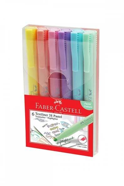 Faber Castell Çok Renkli Faber-castell Fosforlu Kalem 38 Pastel 6lı Poşet*2021 ürün görseli 1