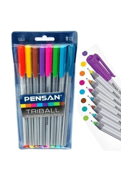Pensan Triball Tükenmez Kalem 1.0 Mm Bilye Uç 8'li Renkli Tk.k - 1